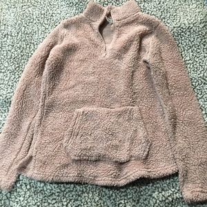 Pink fuzzy pullover